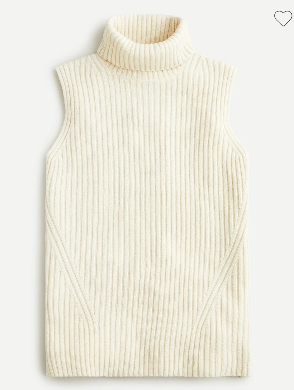 Sleeveless Turtleneck Ribbed Knit Sweater - Cream. Size S